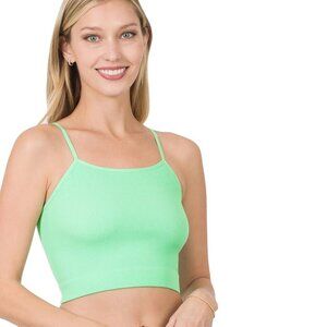 Ribbed Knit Halter & Spaghetti Strap Crop Tops by Zenana - Mint